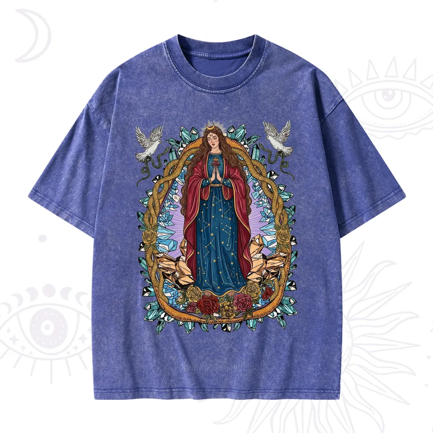 Purplehecate Crystal Rose Madonna Washed T-Shirt