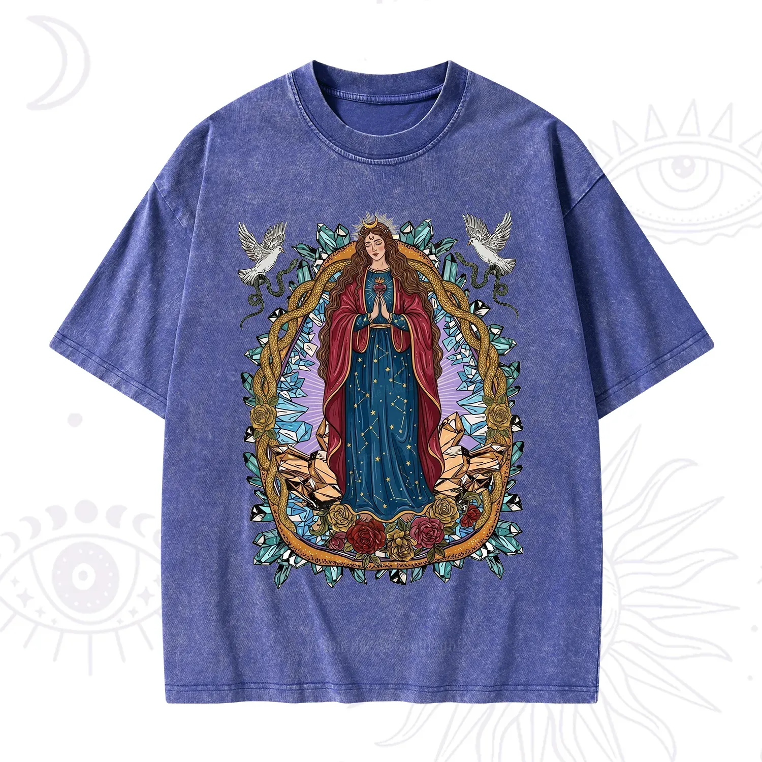 Purplehecate Crystal Rose Madonna Washed T-Shirt