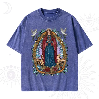 Purplehecate Crystal Rose Madonna Washed T-Shirt