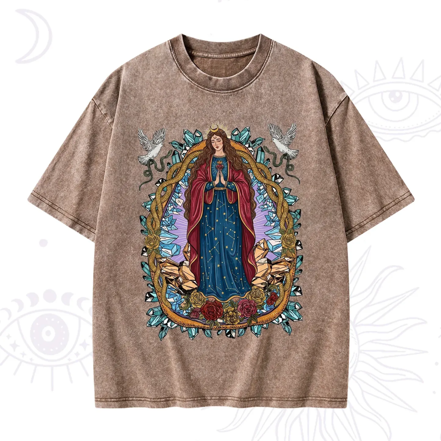 Purplehecate Crystal Rose Madonna Washed T-Shirt