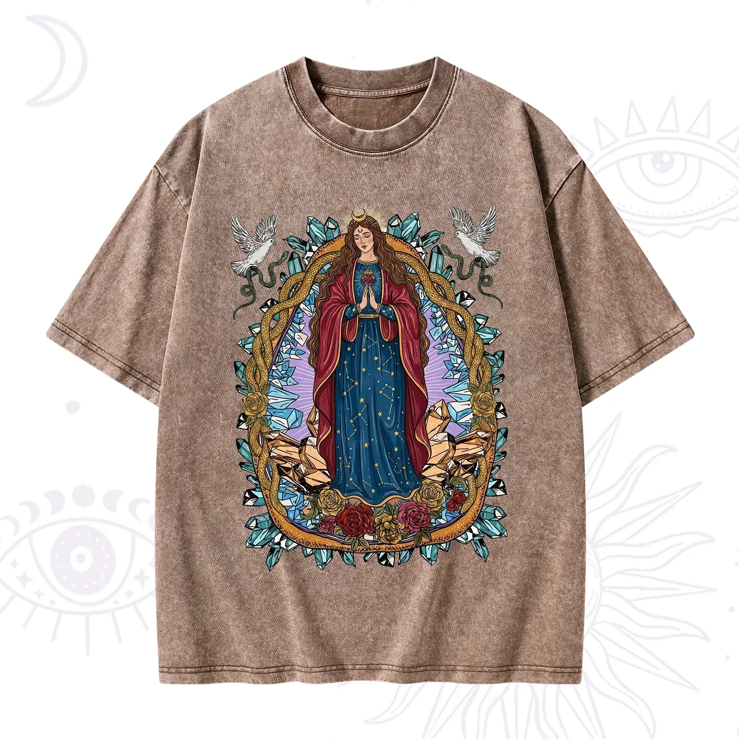 Purplehecate Crystal Rose Madonna Washed T-Shirt