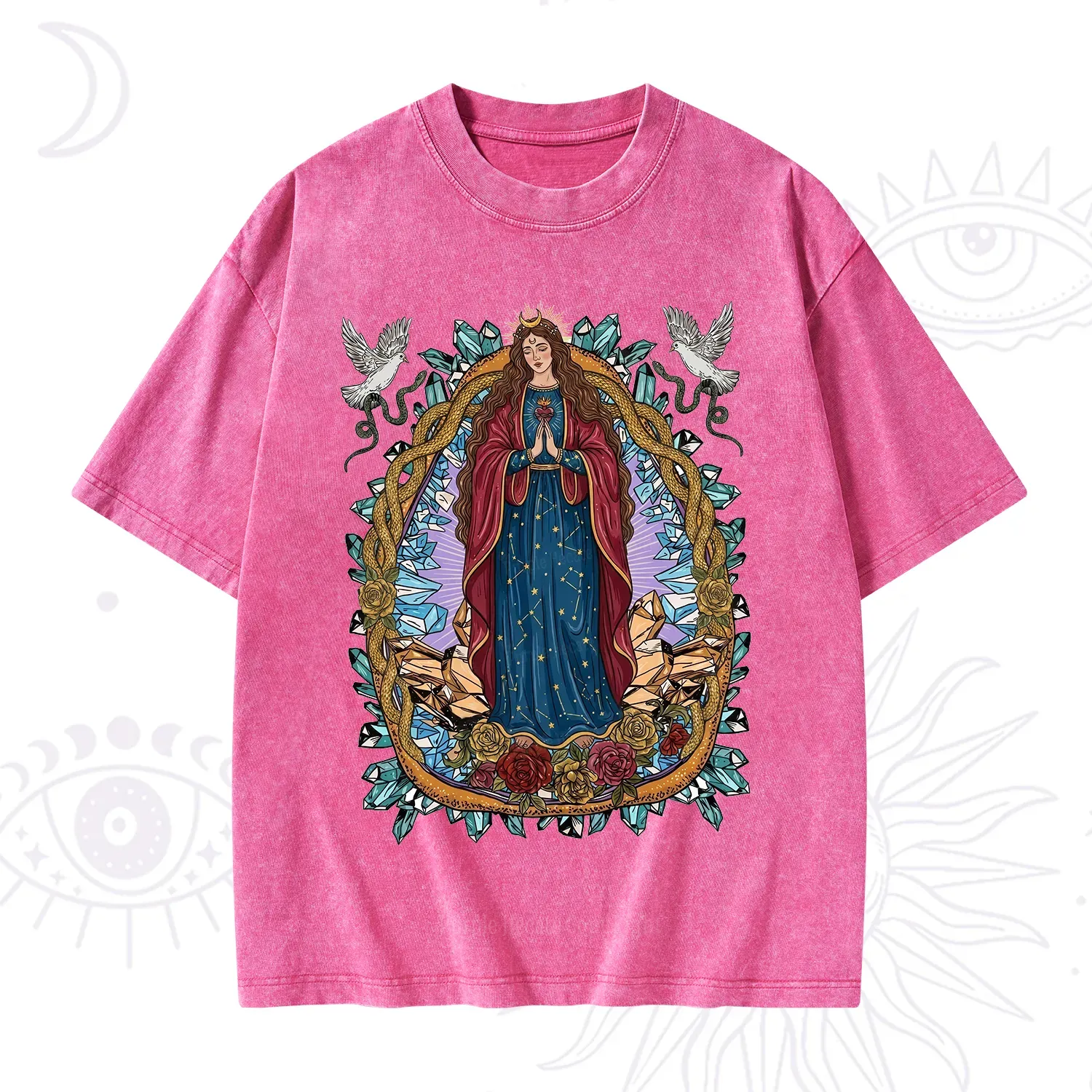 Purplehecate Crystal Rose Madonna Washed T-Shirt