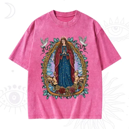 Purplehecate Crystal Rose Madonna Washed T-Shirt