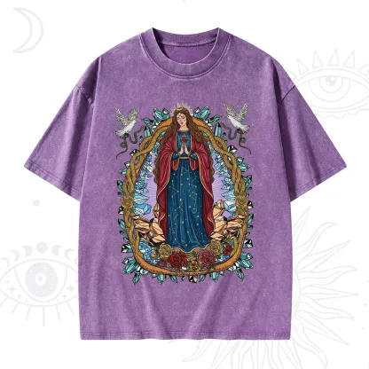 Purplehecate Crystal Rose Madonna Washed T-Shirt