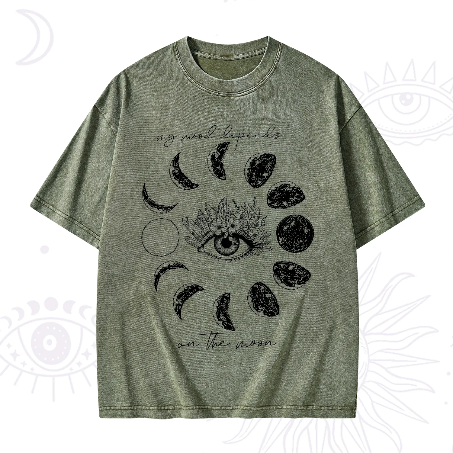 Purplehecate My Mood Depends On The Moon Washed T-Shirt