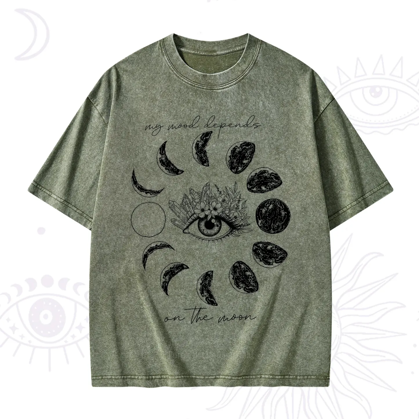 Purplehecate My Mood Depends On The Moon Washed T-Shirt