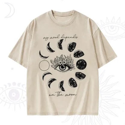 Purplehecate My Mood Depends On The Moon Washed T-Shirt