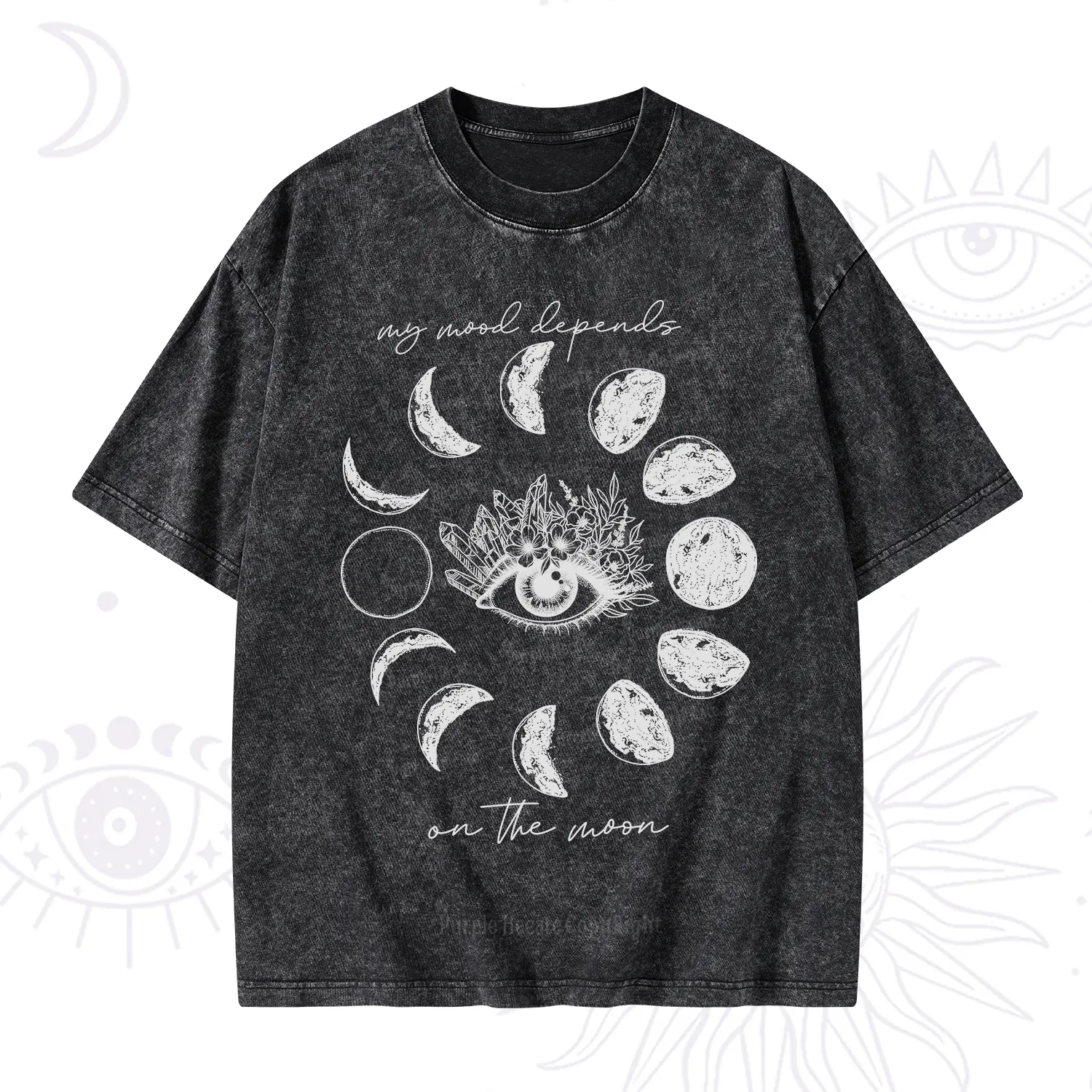 Purplehecate My Mood Depends On The Moon Washed T-Shirt