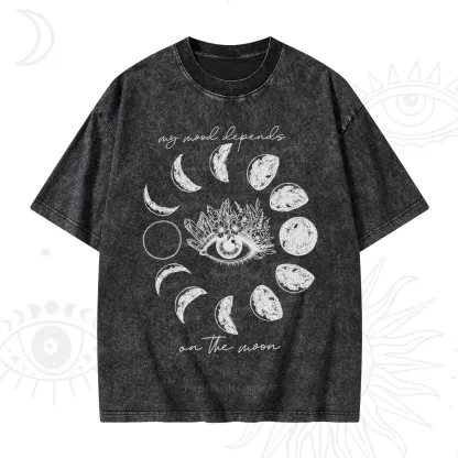 Purplehecate My Mood Depends On The Moon Washed T-Shirt