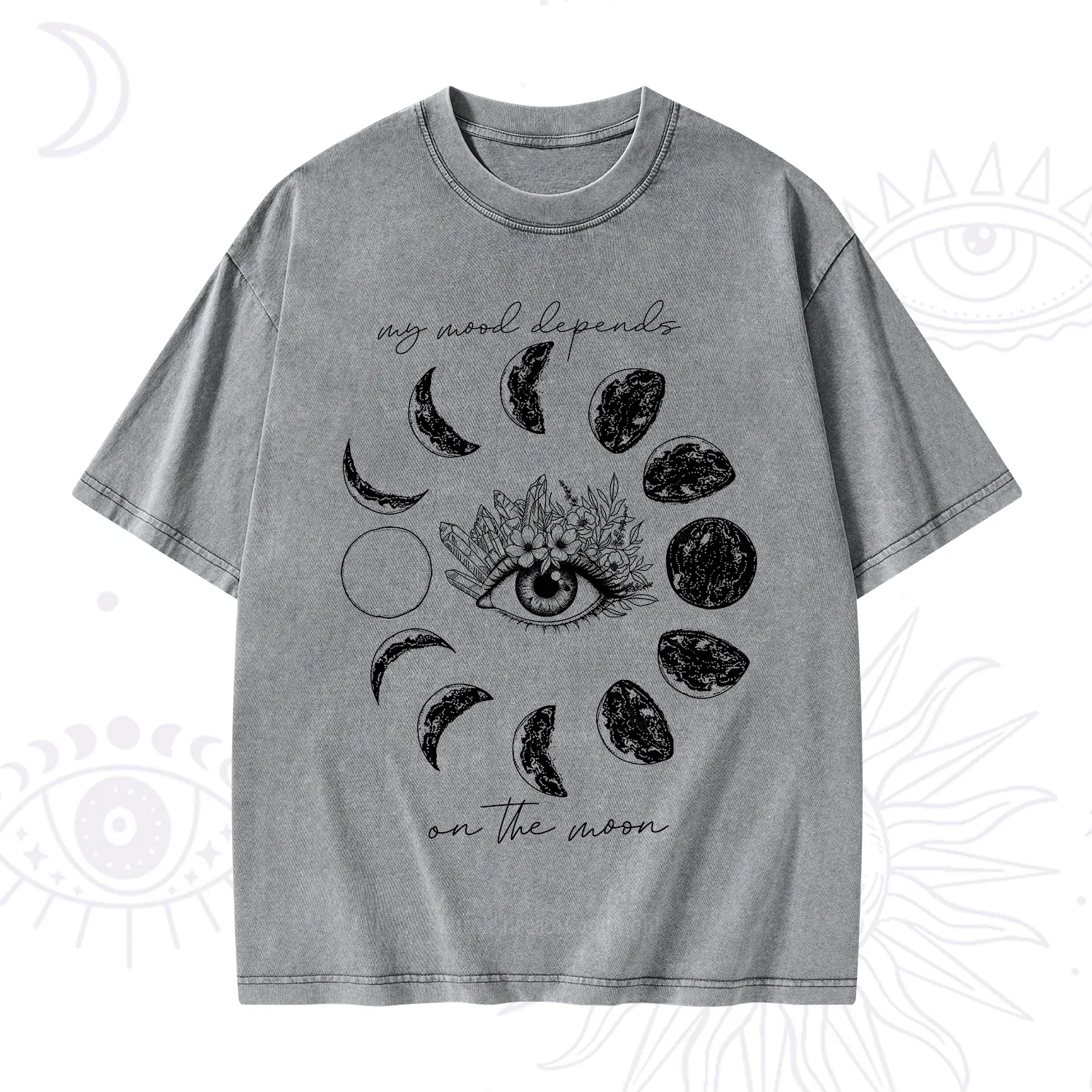 Purplehecate My Mood Depends On The Moon Washed T-Shirt