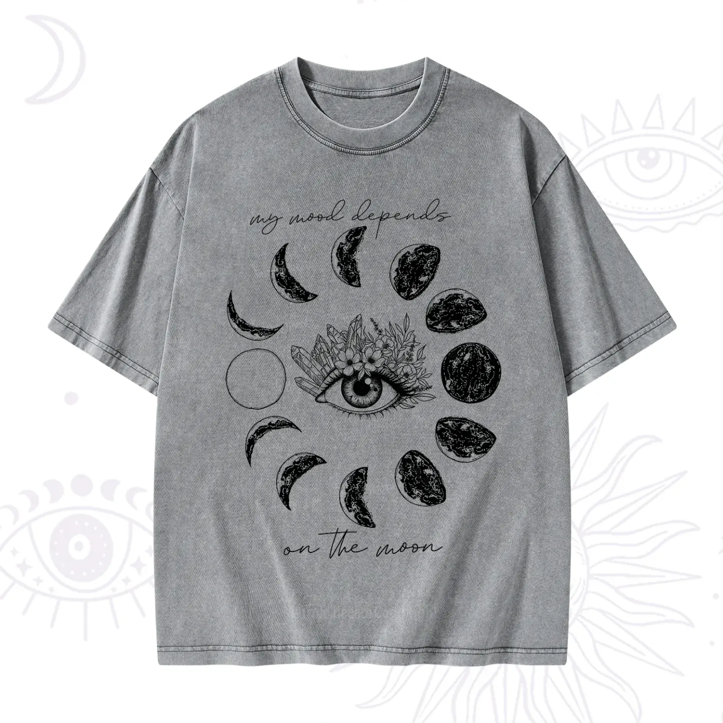 Purplehecate My Mood Depends On The Moon Washed T-Shirt