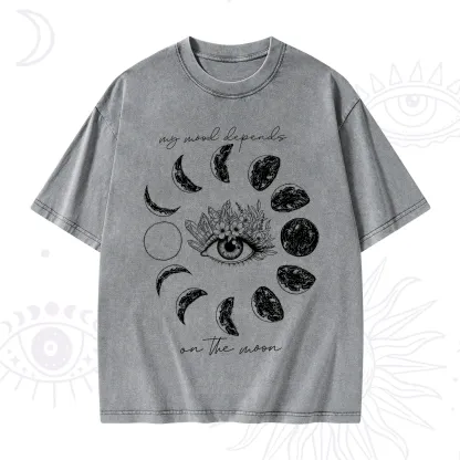 Purplehecate My Mood Depends On The Moon Washed T-Shirt