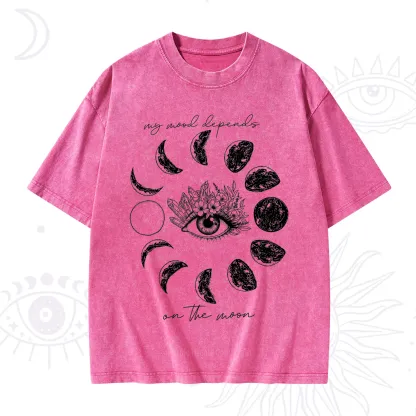 Purplehecate My Mood Depends On The Moon Washed T-Shirt