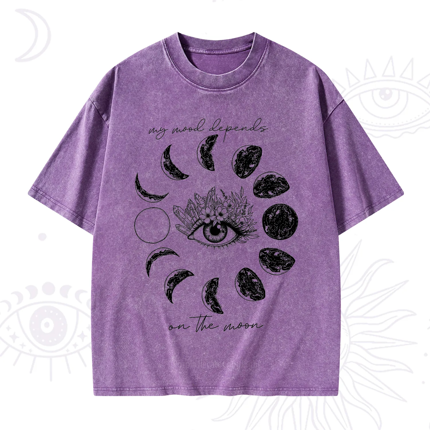 Purplehecate My Mood Depends On The Moon Washed T-Shirt