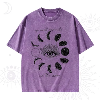 Purplehecate My Mood Depends On The Moon Washed T-Shirt