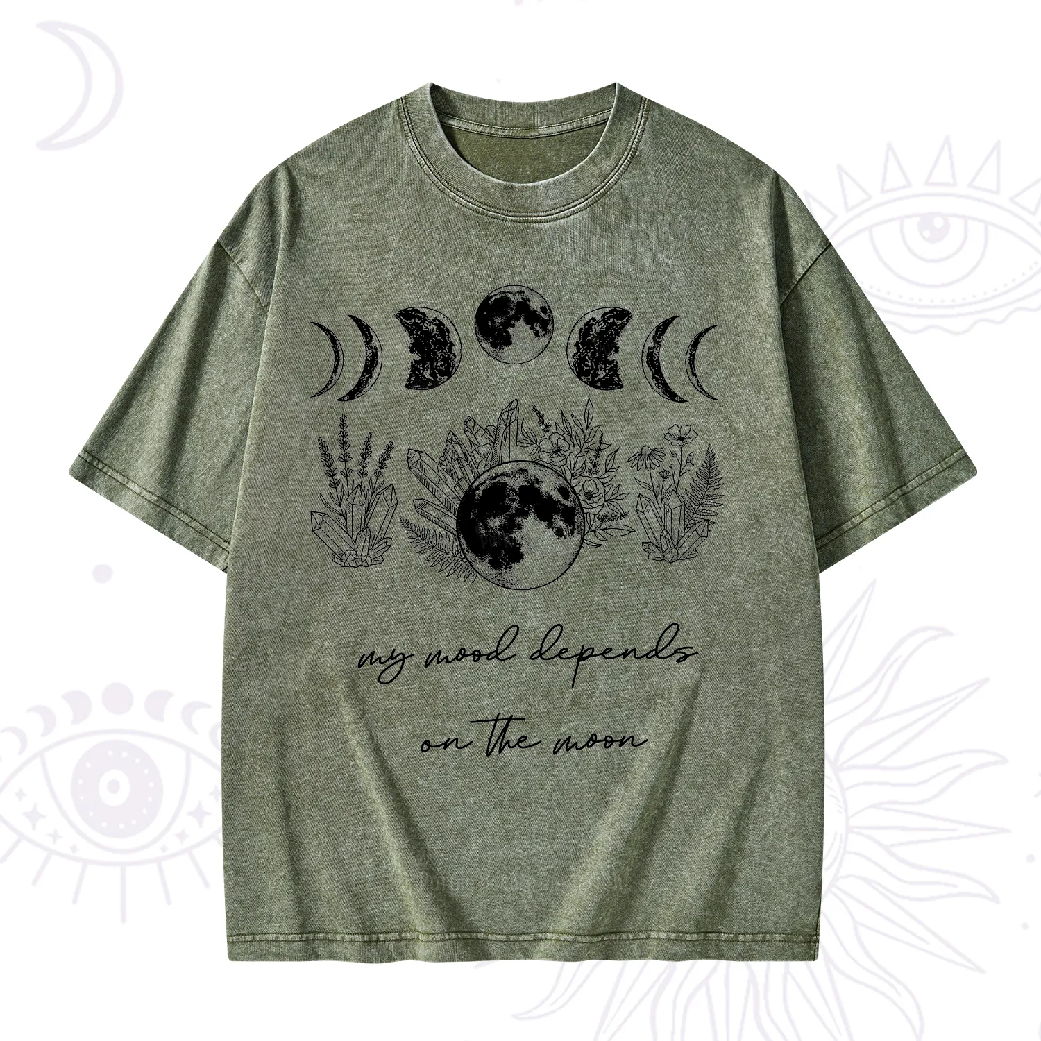 Purplehecate My Mood Depends On The Moon Washed T-Shirt