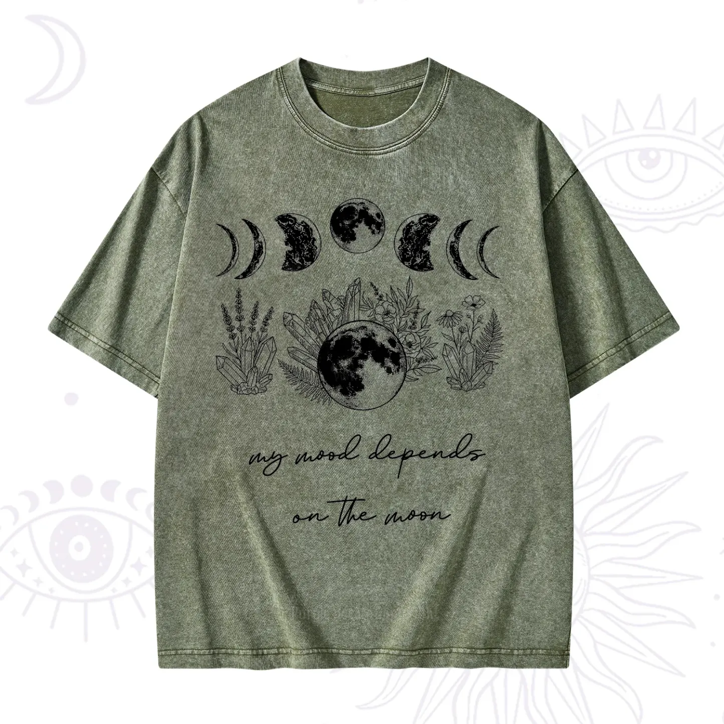Purplehecate My Mood Depends On The Moon Washed T-Shirt