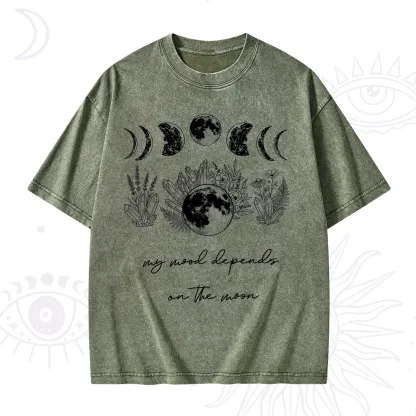 Purplehecate My Mood Depends On The Moon Washed T-Shirt