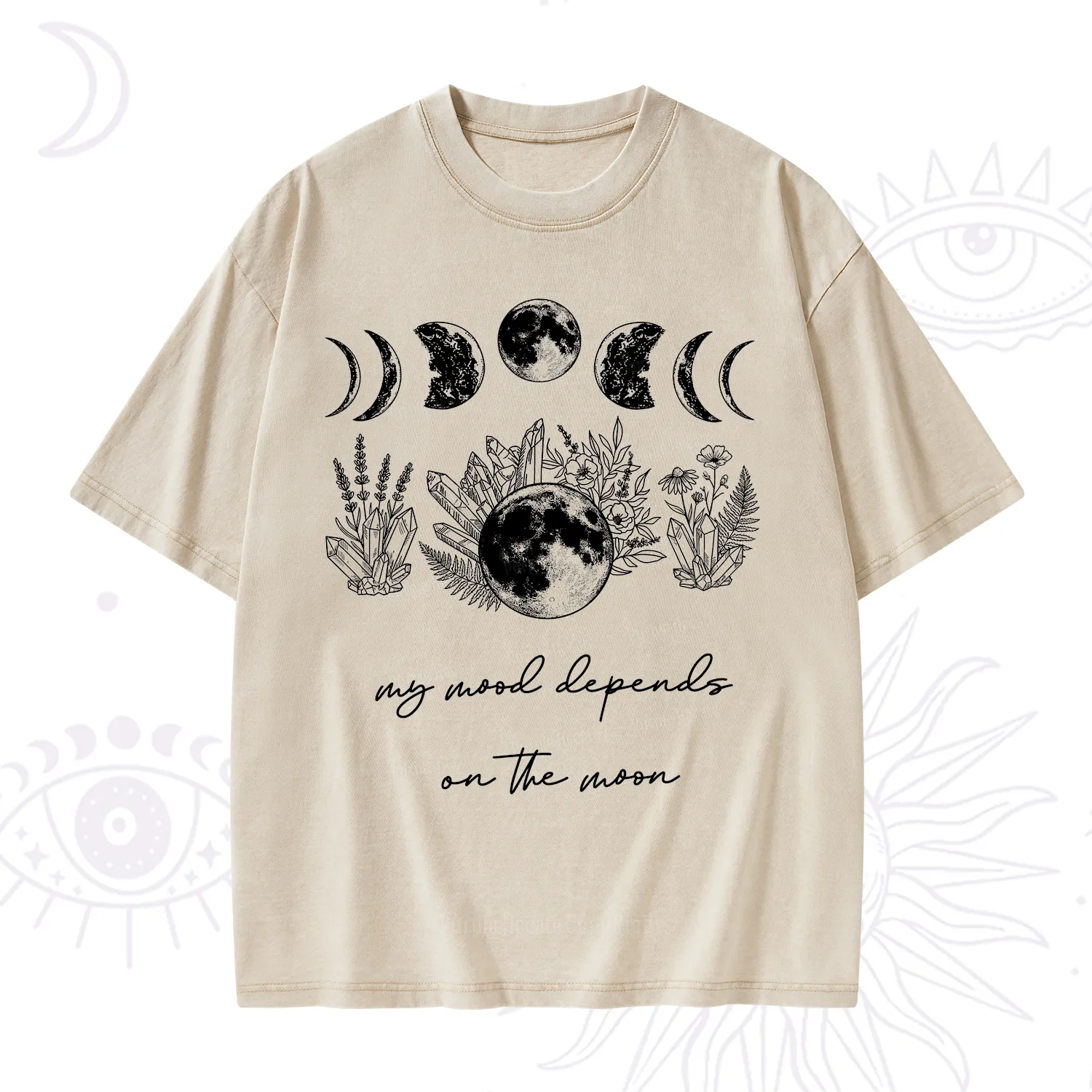 Purplehecate My Mood Depends On The Moon Washed T-Shirt