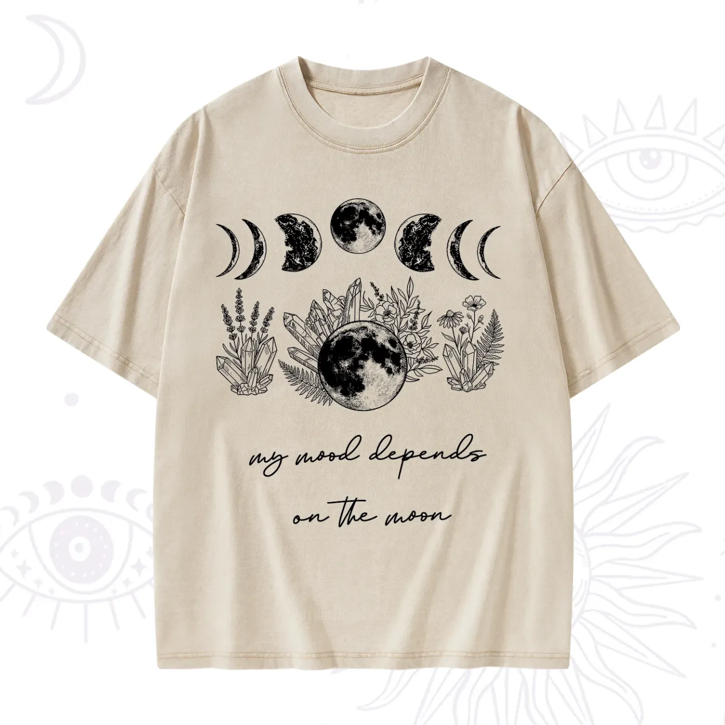 Purplehecate My Mood Depends On The Moon Washed T-Shirt