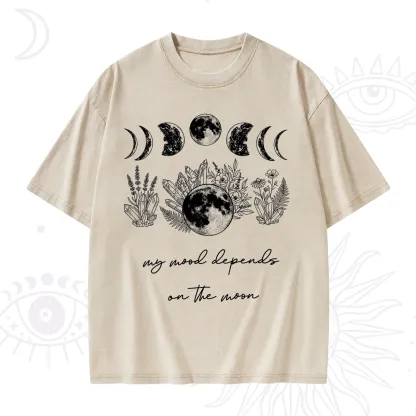 Purplehecate My Mood Depends On The Moon Washed T-Shirt