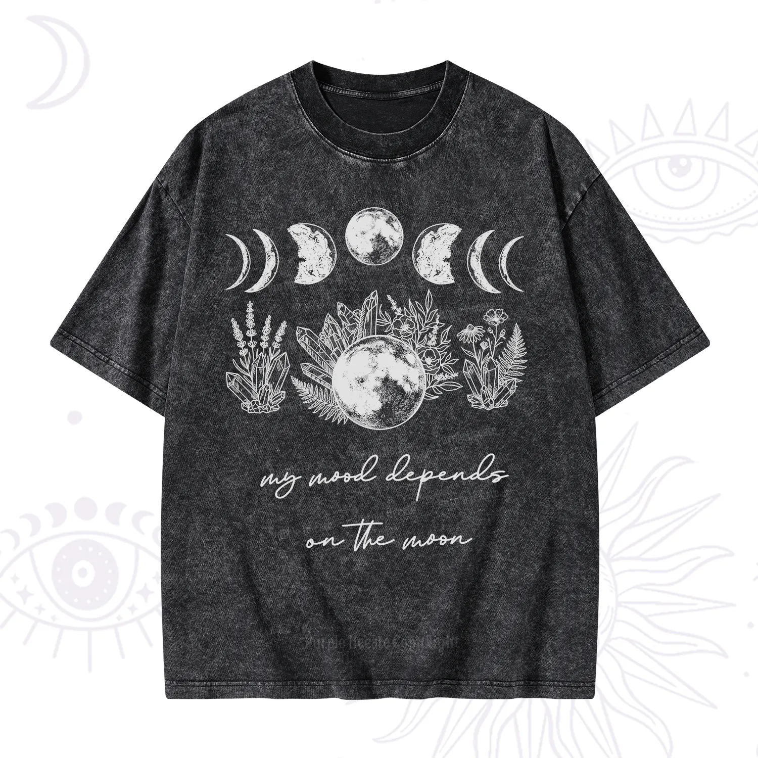 Purplehecate My Mood Depends On The Moon Washed T-Shirt