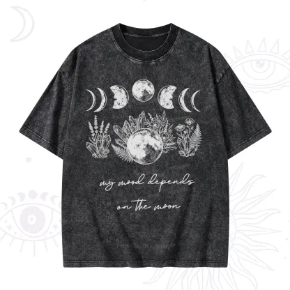 Purplehecate My Mood Depends On The Moon Washed T-Shirt