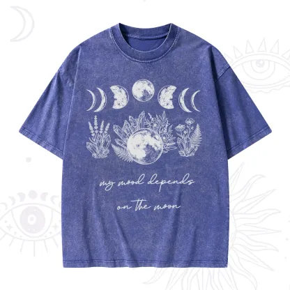 Purplehecate My Mood Depends On The Moon Washed T-Shirt