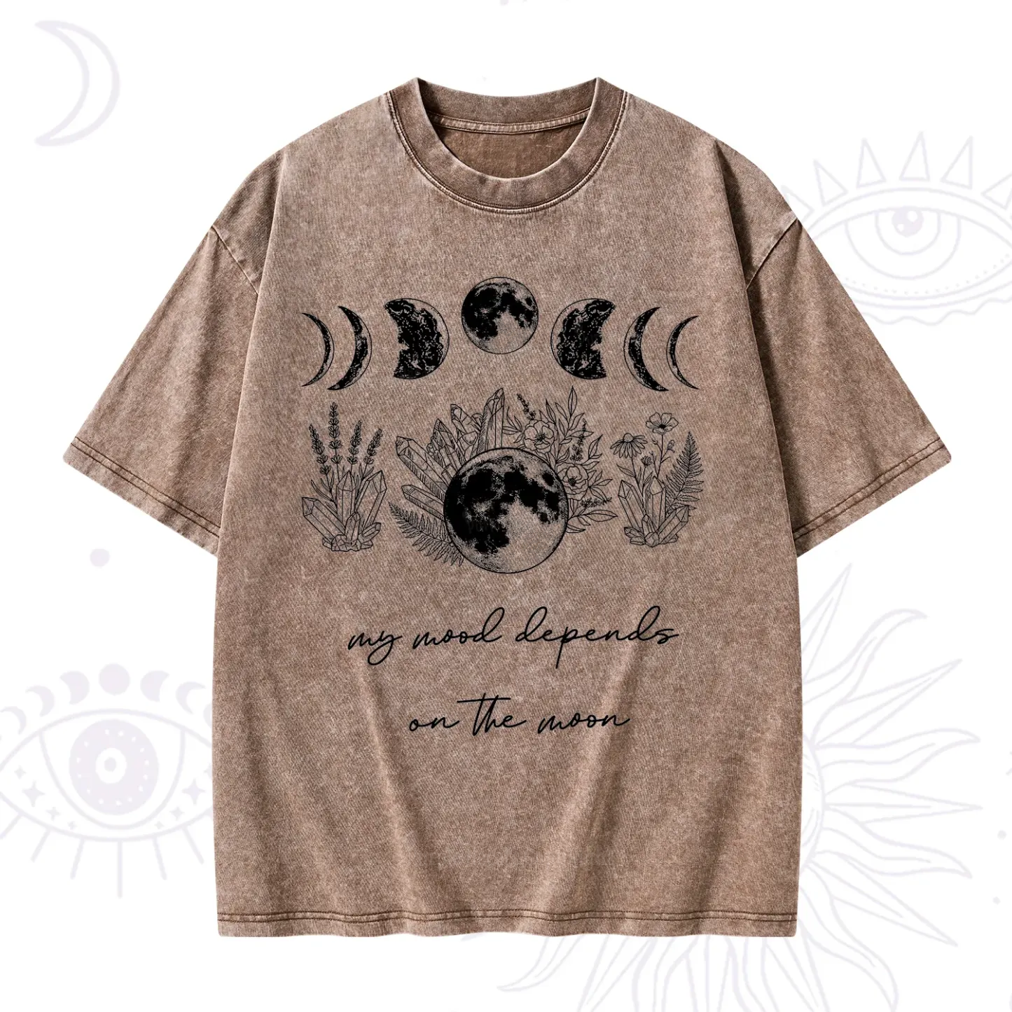 Purplehecate My Mood Depends On The Moon Washed T-Shirt