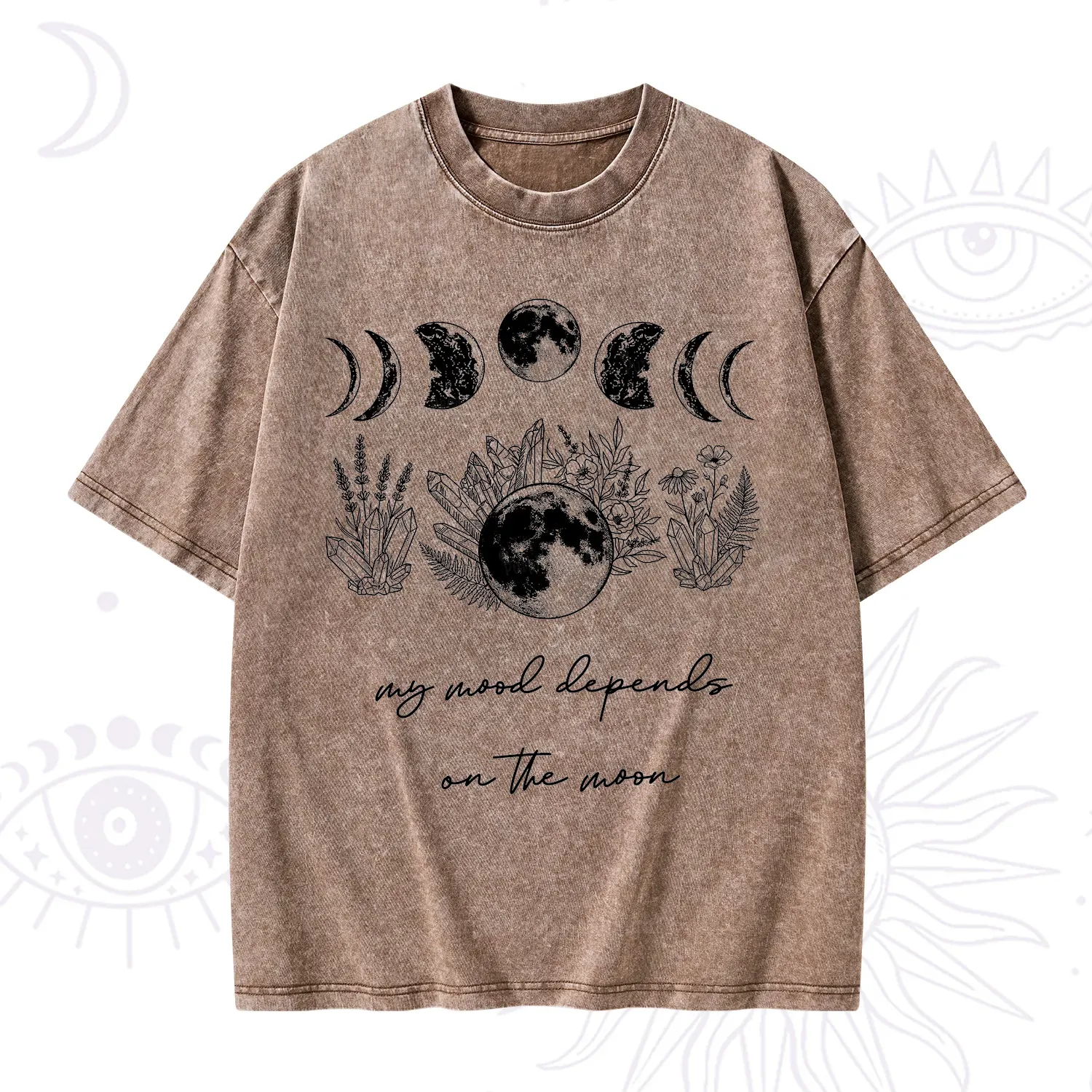 Purplehecate My Mood Depends On The Moon Washed T-Shirt