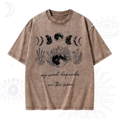 Purplehecate My Mood Depends On The Moon Washed T-Shirt
