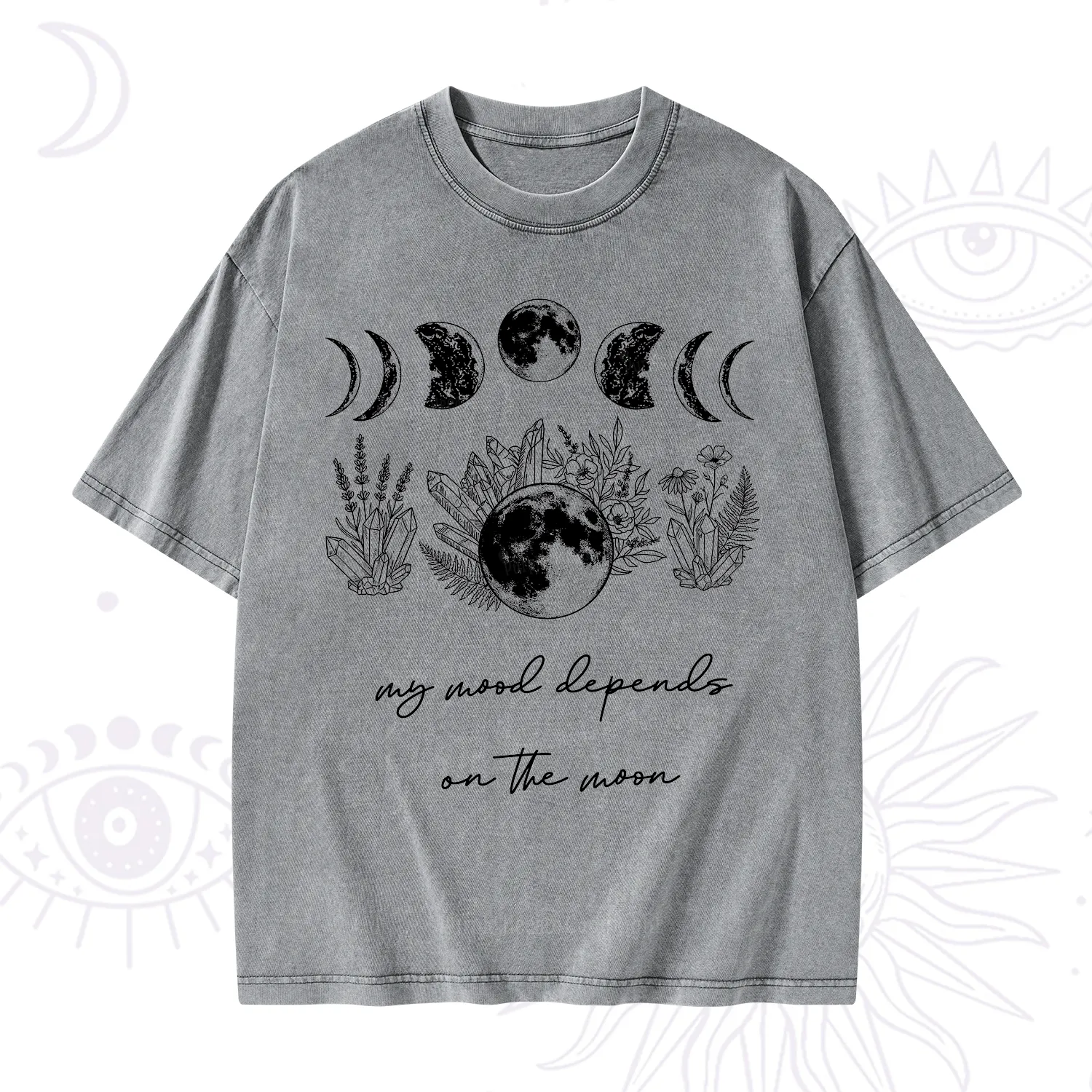 Purplehecate My Mood Depends On The Moon Washed T-Shirt