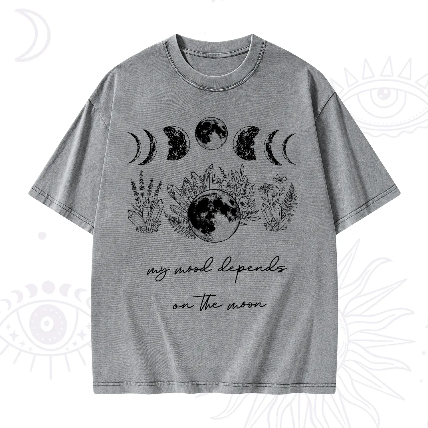 Purplehecate My Mood Depends On The Moon Washed T-Shirt