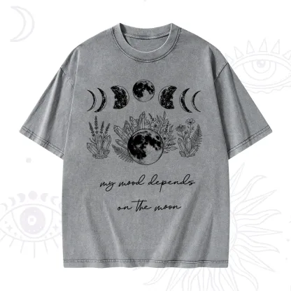 Purplehecate My Mood Depends On The Moon Washed T-Shirt
