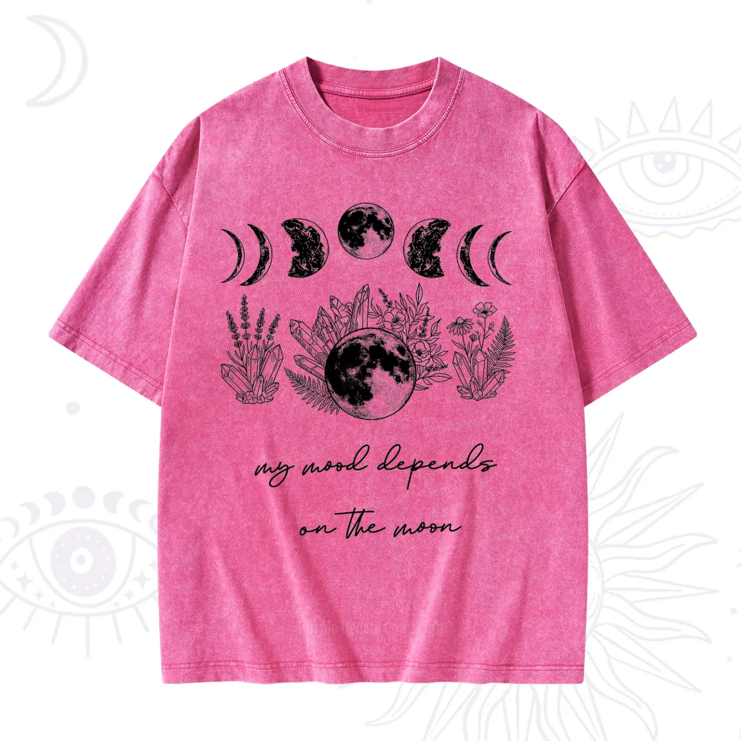 Purplehecate My Mood Depends On The Moon Washed T-Shirt