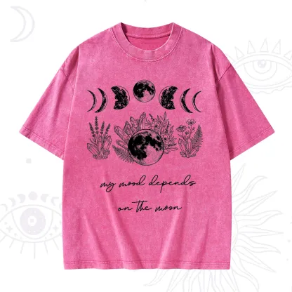 Purplehecate My Mood Depends On The Moon Washed T-Shirt