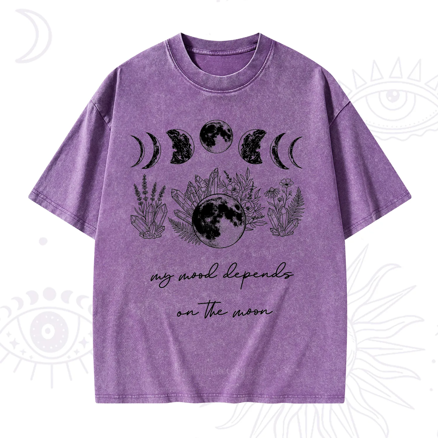 Purplehecate My Mood Depends On The Moon Washed T-Shirt