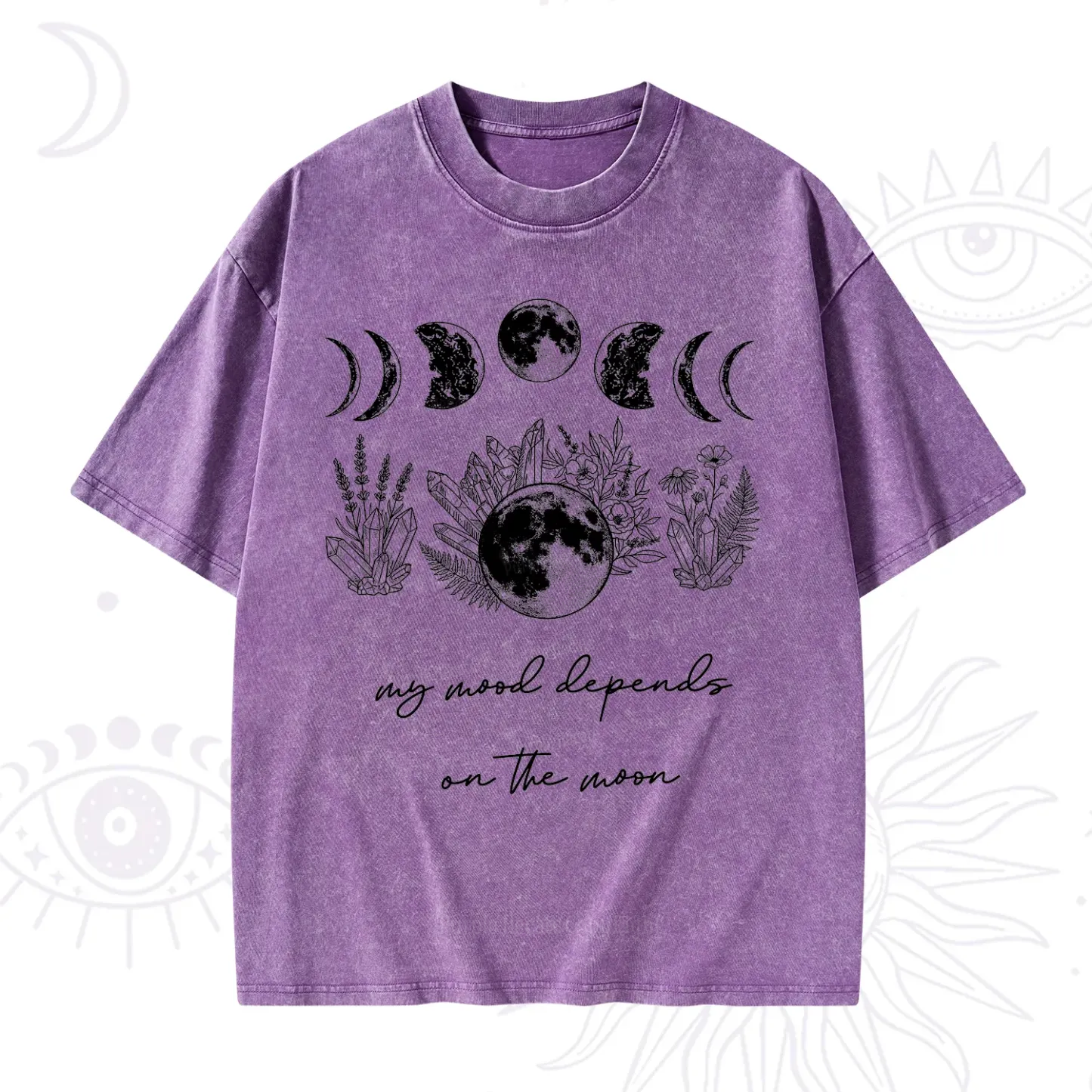 Purplehecate My Mood Depends On The Moon Washed T-Shirt
