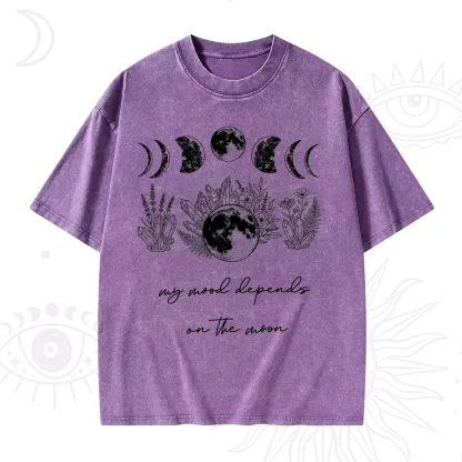 Purplehecate My Mood Depends On The Moon Washed T-Shirt