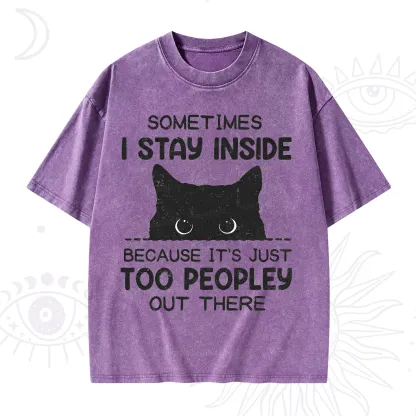 Purplehecate Sometimes I Stay Inside Because It's Too Peopley Washed T-Shirt