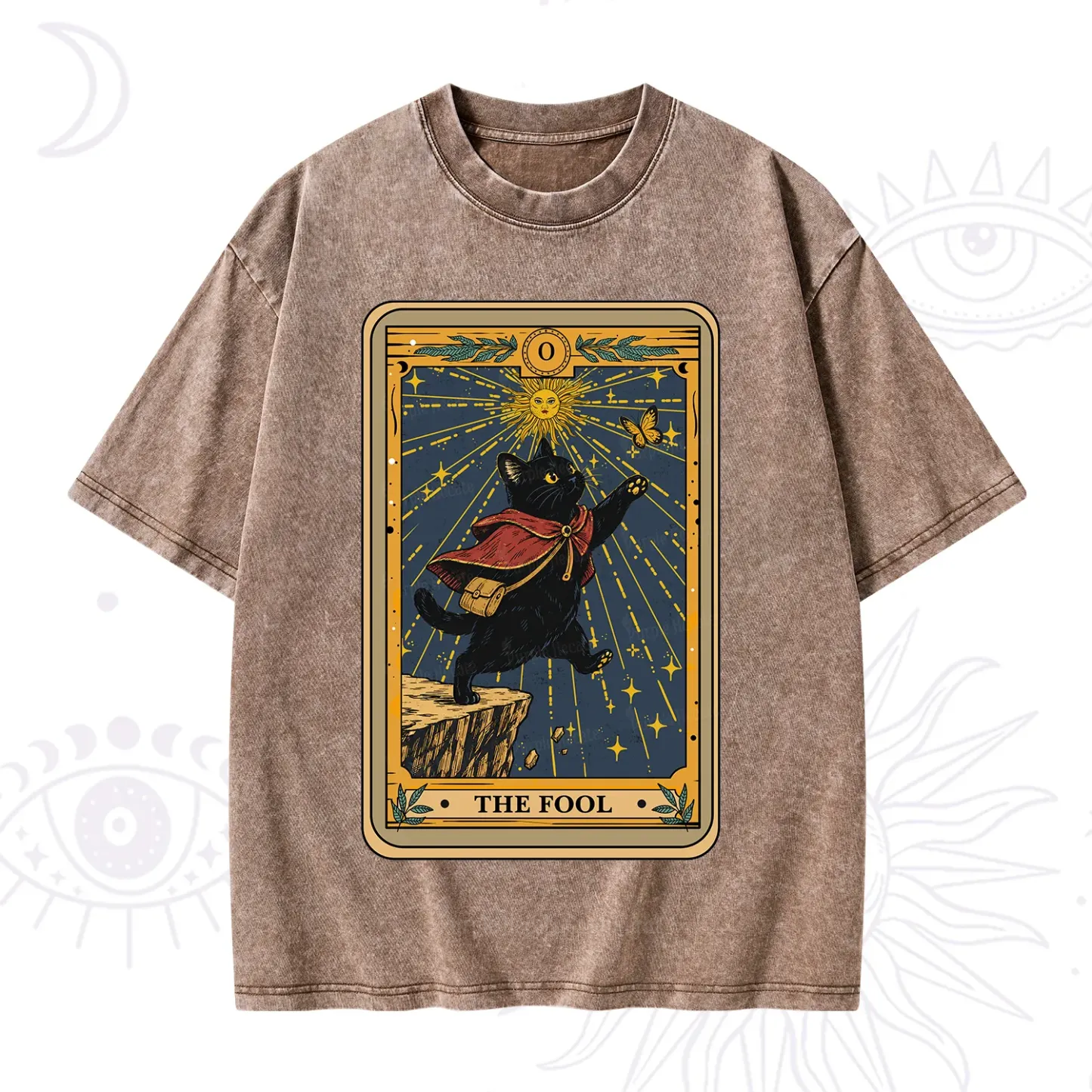 Purplehecate The Black Cat Fool Tarot Washed T-Shirt