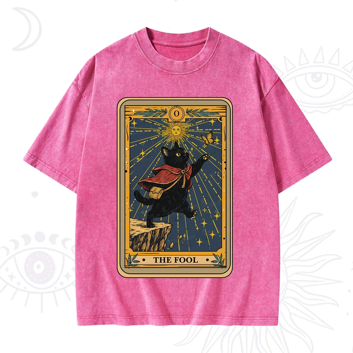 Purplehecate The Black Cat Fool Tarot Washed T-Shirt