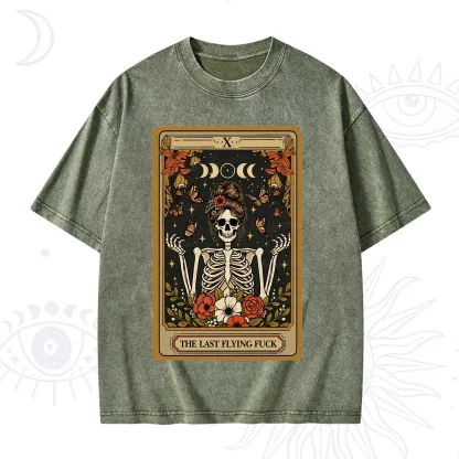 Purplehecate The Last Flying Fuck Tarot Skeleton Washed T-Shirt