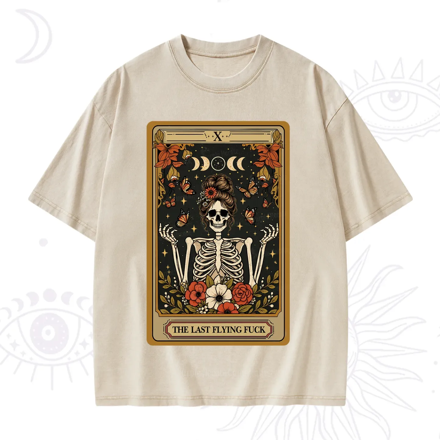 Purplehecate The Last Flying Fuck Tarot Skeleton Washed T-Shirt