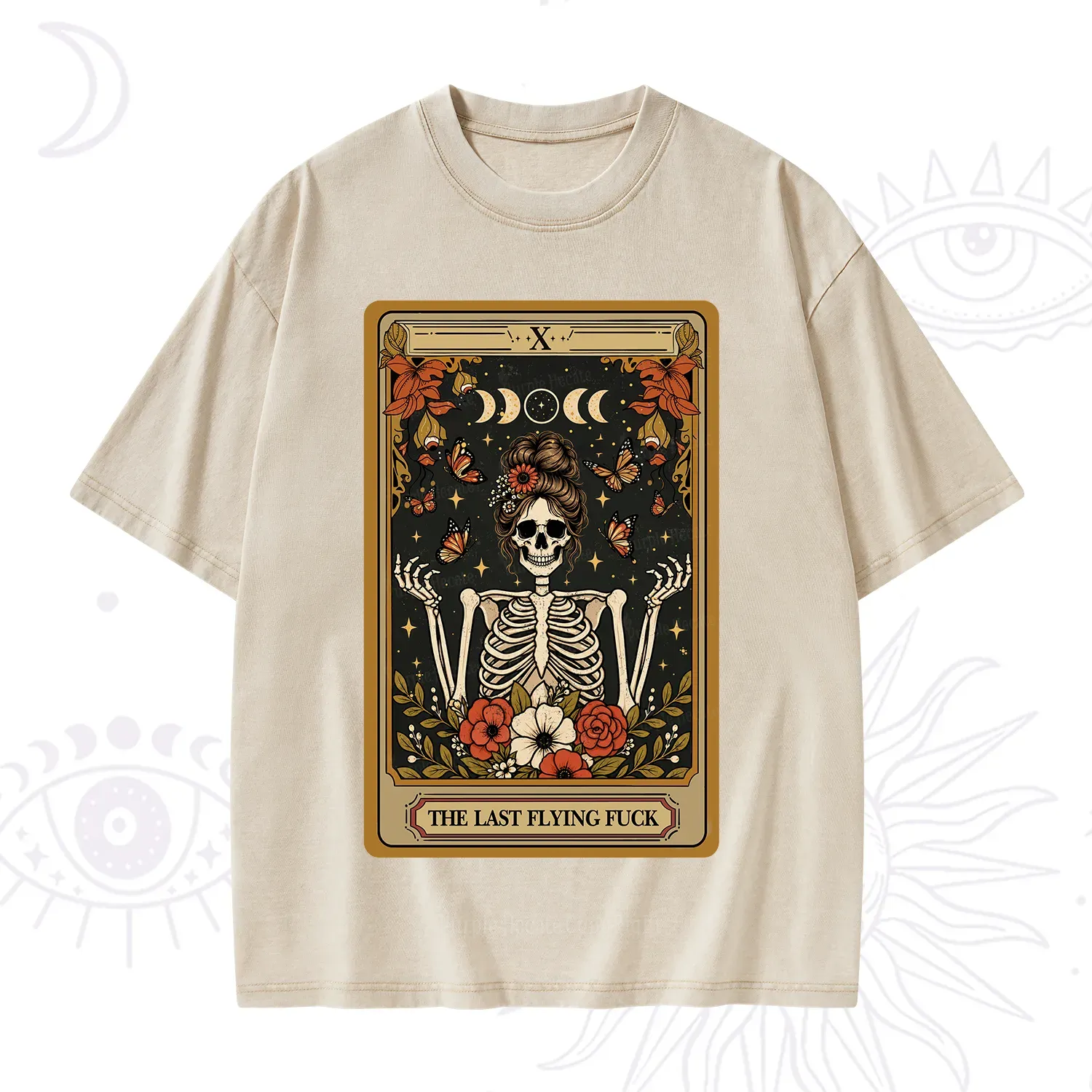 Purplehecate The Last Flying Fuck Tarot Skeleton Washed T-Shirt