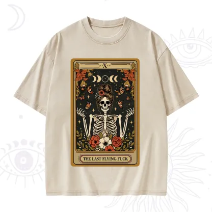 Purplehecate The Last Flying Fuck Tarot Skeleton Washed T-Shirt