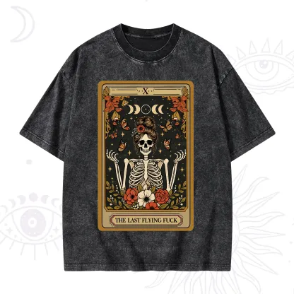 Purplehecate The Last Flying Fuck Tarot Skeleton Washed T-Shirt