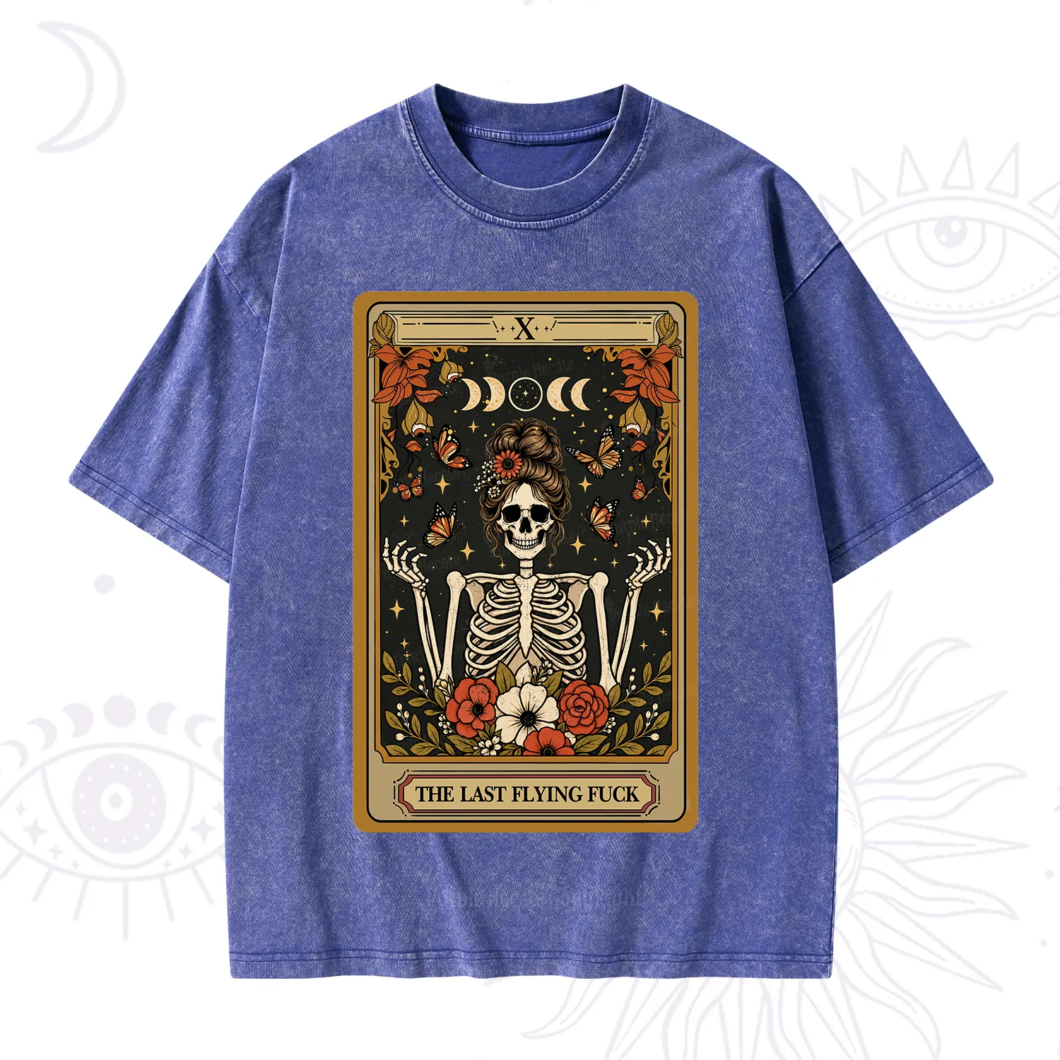 Purplehecate The Last Flying Fuck Tarot Skeleton Washed T-Shirt