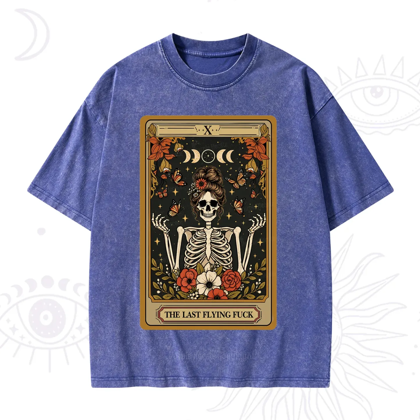 Purplehecate The Last Flying Fuck Tarot Skeleton Washed T-Shirt