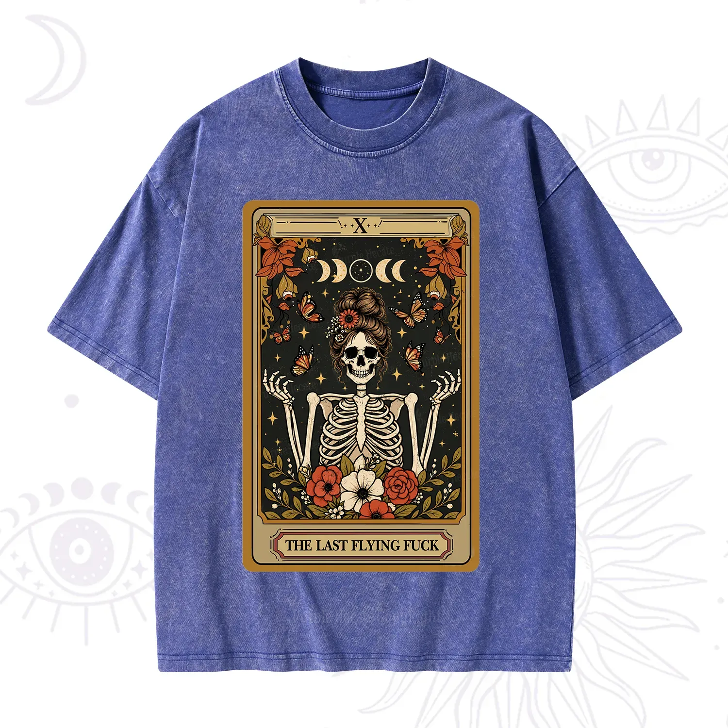 Purplehecate The Last Flying Fuck Tarot Skeleton Washed T-Shirt